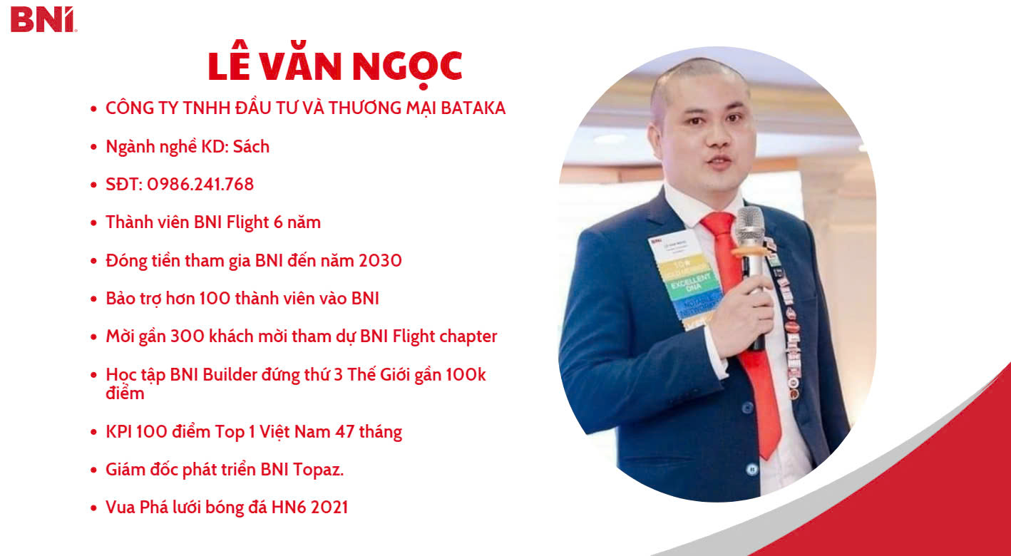 Hướng dẫn lên KPI xanh dễ như ăn kẹo của Lê Văn Ngọc trong BNI